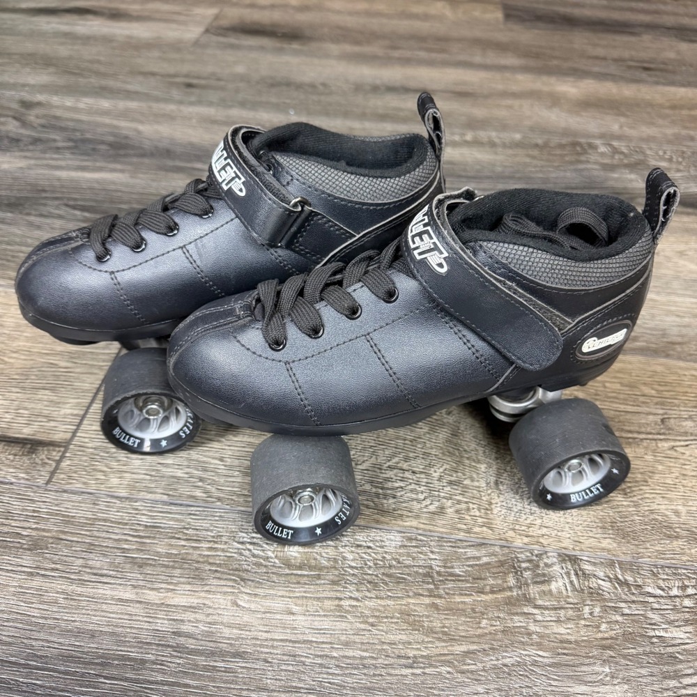 Chicago Skates Bullet Speed Roller Skates Black Men 5 Womens 6.5 Quad Derby